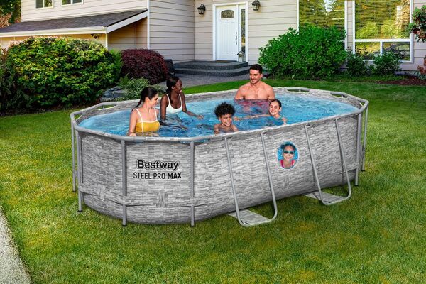 Bestway Steel Pro Max Splashview Kit Piscine Hors Sol - 427 cm x 250 cm x 100 cm - Gris