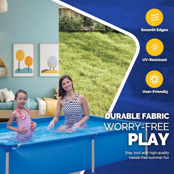 DIMAR GARDEN Piscine hors sol pour adultes, piscine extérieure rectangulaire avec cadre en acier pour jardin, pelouse, 1,9 x 1,3 x 41,9 cm