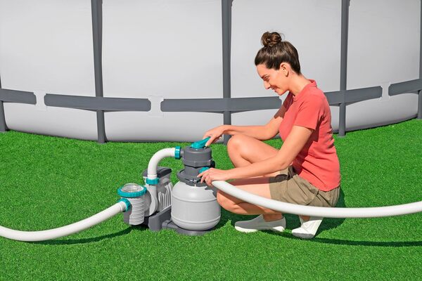 Bestway Pompe de Filtration à Sable pour Piscine Hors Sol 6 056 L - 48 cm x 42 cm x 52,8 cm - Gris/Vert