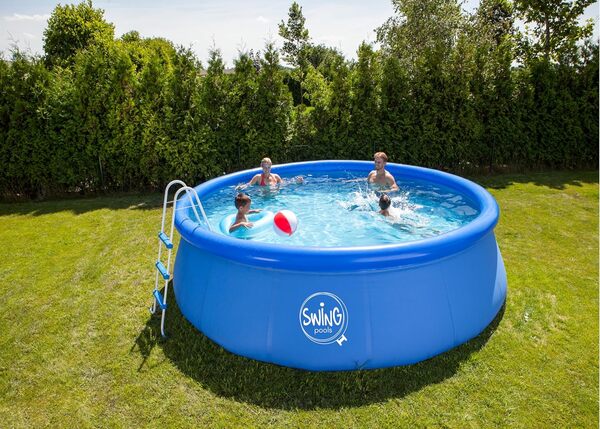 HAF® Swing Quick Up Piscine bleue avec les dimensions 457 x 122 cm | env. Capacité d'eau de 14 100 litres | Piscine autoportante et autoportante | Piscine de jardin/hors sol sans pompe filtrante