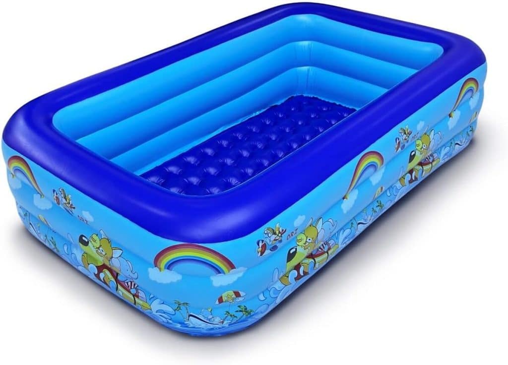 Test de la piscine gonflable motif dessin animé 210x135 cm