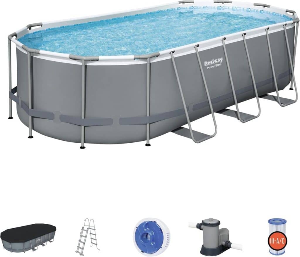 Test de la piscine hors sol BESTWAY Power Steel ovale 549x274x122 cm