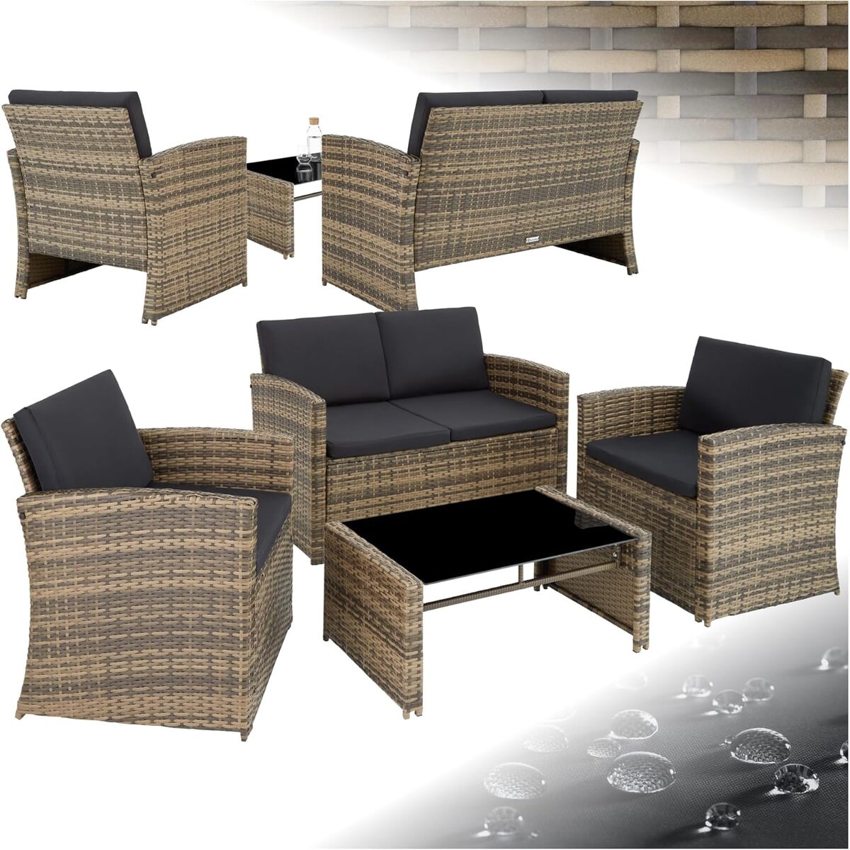 Test du salon de jardin TecTake : canapé et fauteuils en résine tressée