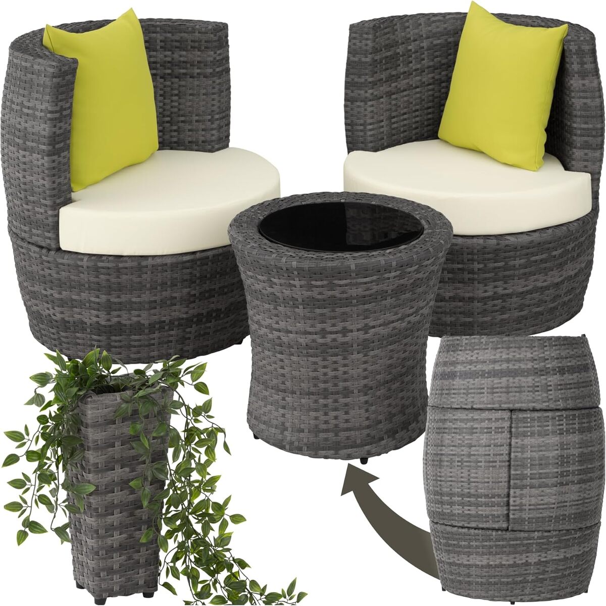Test : salon de jardin encastrable TecTake® pour 2 personnes