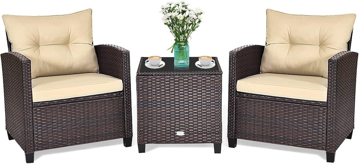 Test salon de jardin Giantex 2 personnes en rotin