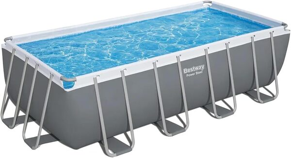 Bestway - Piscine Hors Sol Steel Pro Max, Filtre à Cartouche, bâche, échelle - 488 cm x 244 cm x 122 cm - Gris foncé