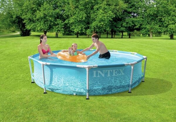 Intex 10 ft x 30 in Beachside Metal Frame Pool Set