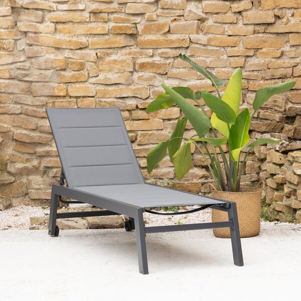 Happy Garden Bain de Soleil Barbados en textilène Gris - Aluminium Noir