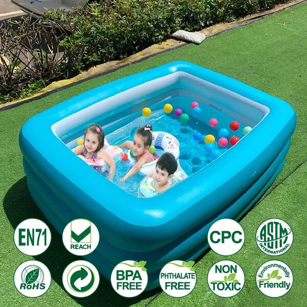 Piscine gonflable pour enfants, 150 x 114,3 x 50,8 cm avec sol souple gonflable, piscines gonflables durables pour jardin, jardin ou intérieur (vert)