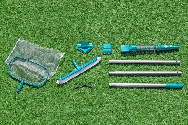 Bestway Kit d’Entretien de Piscine avec aspirateur et épuisette AquaSurge - - Blanc/Vert