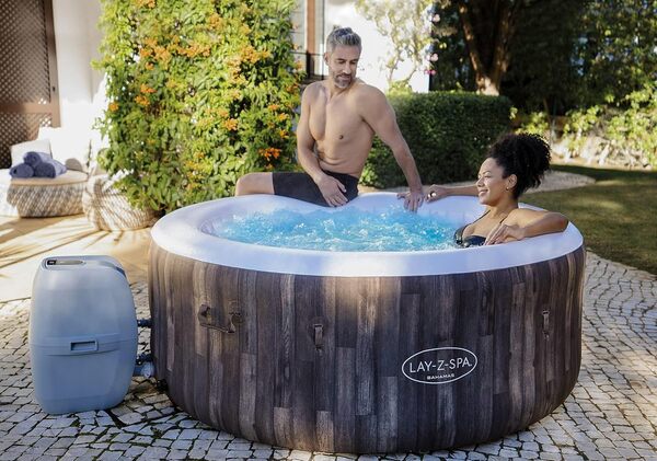 Spa gonflable rond Lay-Z-Spa® Bahamas Airjet™ motif bois 2 à 4 personnes, 180 x 66 cm