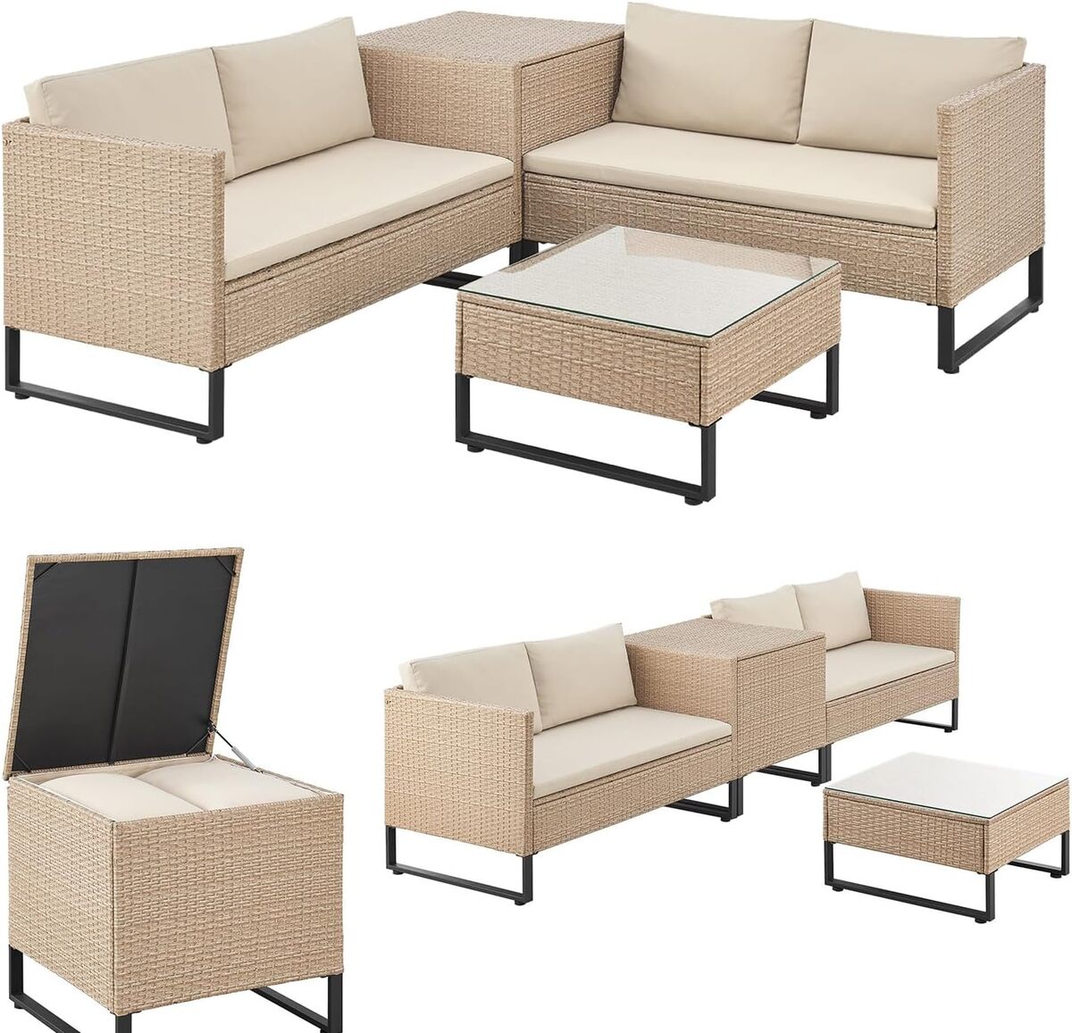 Test du salon de jardin Juskys Santorini en polyrotin crème