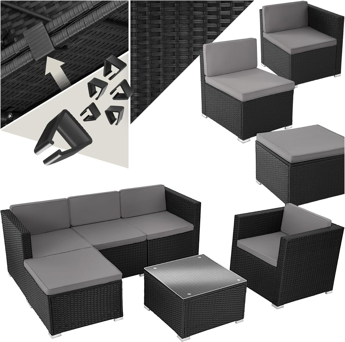 Test du salon de jardin TecTake® 5 places modulable en poly rotin