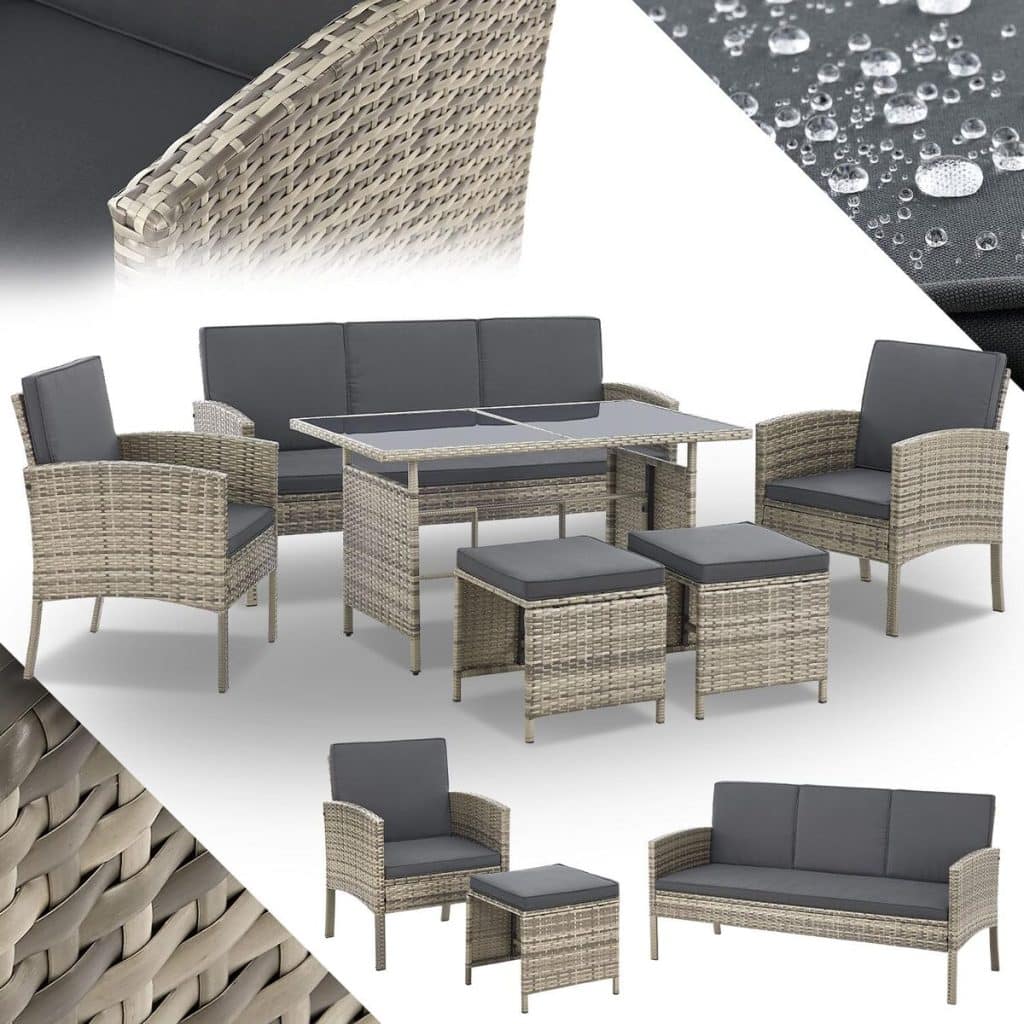 Test du salon de jardin Turin Juskys : confort et style en polyrotin