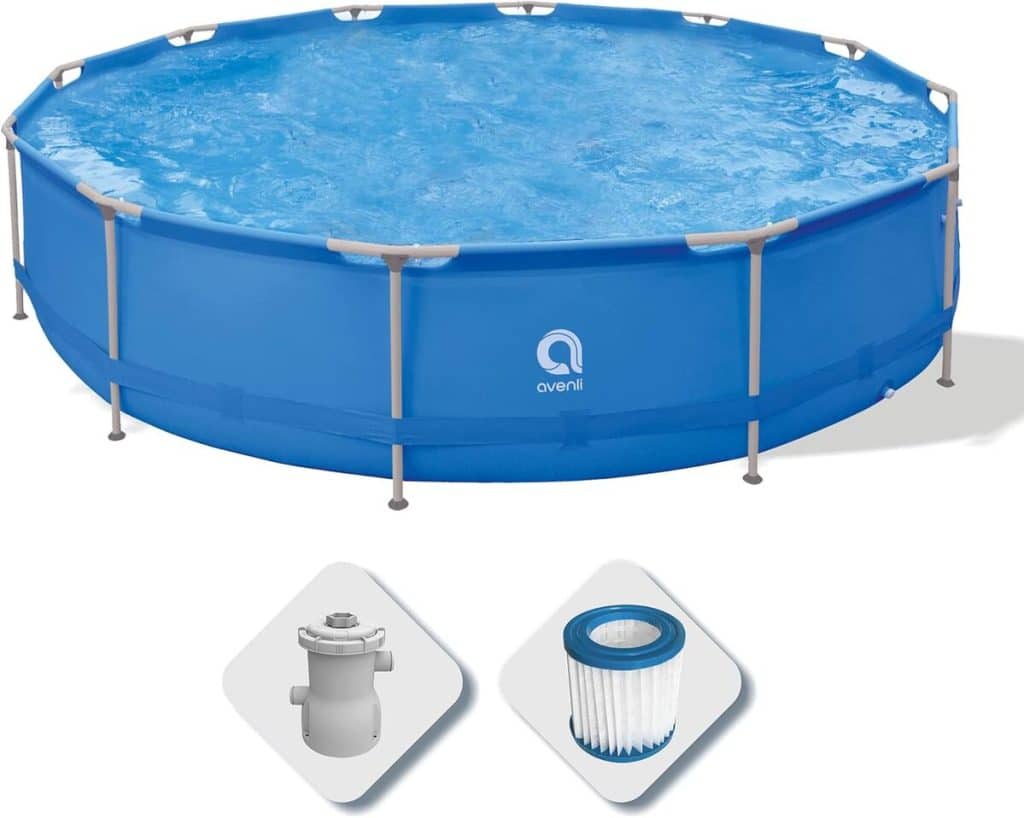 Test : piscine ronde Avenli avec structure bleue