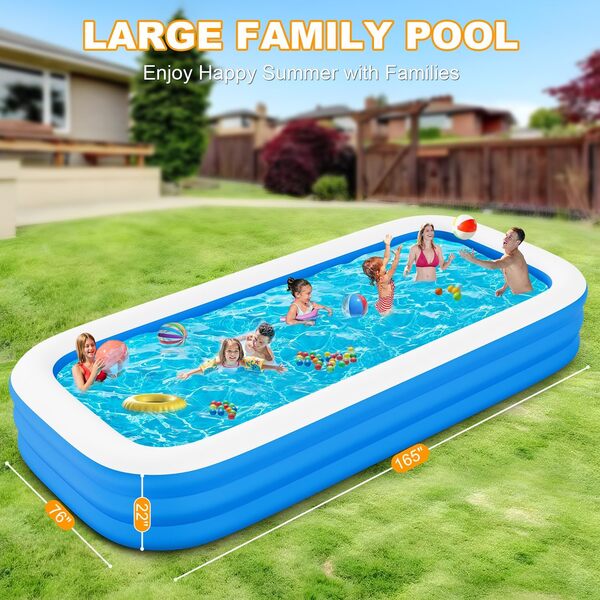 Piscine gonflable extra large pour adultes, 419,1 x 193 x 55,9 cm, grande piscine gonflable 2025 améliorée pour jardin, été, extérieur