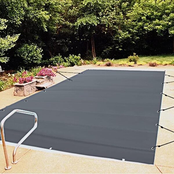 VEVOR Bâche à Bulle Piscine Hivernage, Anthracite en PVC 650-680 g/m² Couverture Solaire Piscine Rectangulaire, 4 x 7 m Maille Serrée pour Piscines dans la Maison, Le Jardin, l'Hôtel, l'Ingénierie