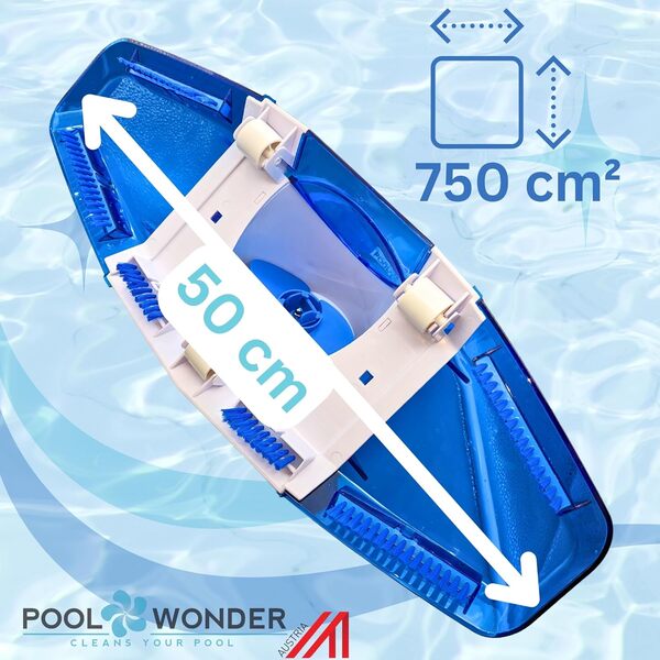 Poolwonder Turbo XL Aspirateur de Piscine avec Batterie Li-ION de 40 cm de Large fabriqué en Autriche