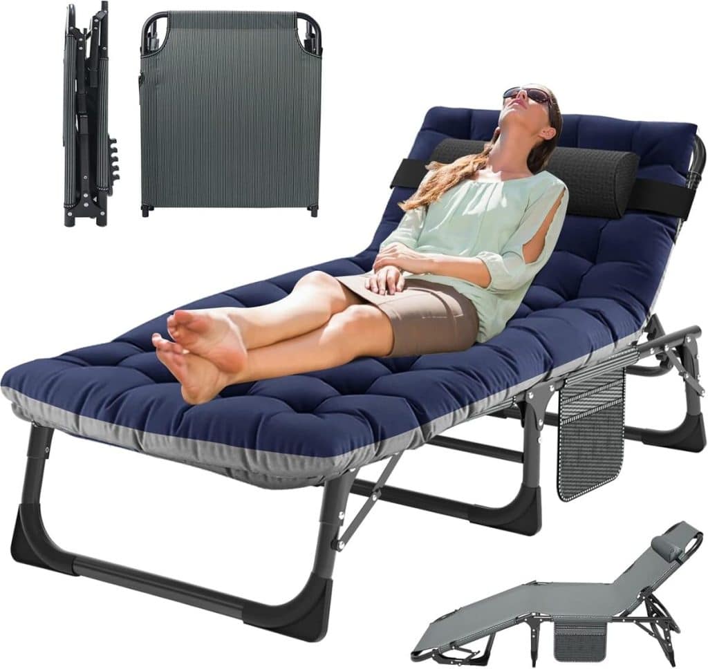 Test chaise longue pliable Mophoto : confort 5 positions pour l'extérieur
