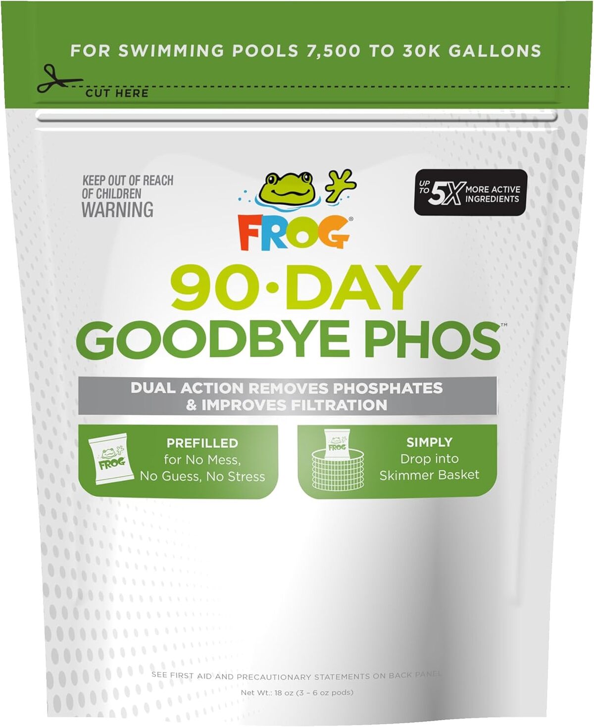 Test de la formule sèche Frog 90 Day Goodbye Phos pour piscines