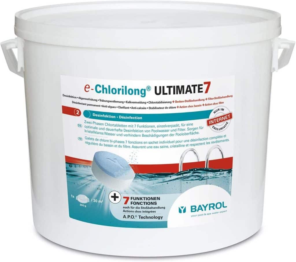 Test des galets de chlore Bayrol e-Chlorilong Ultimate7 : désinfection complète avec effet soie