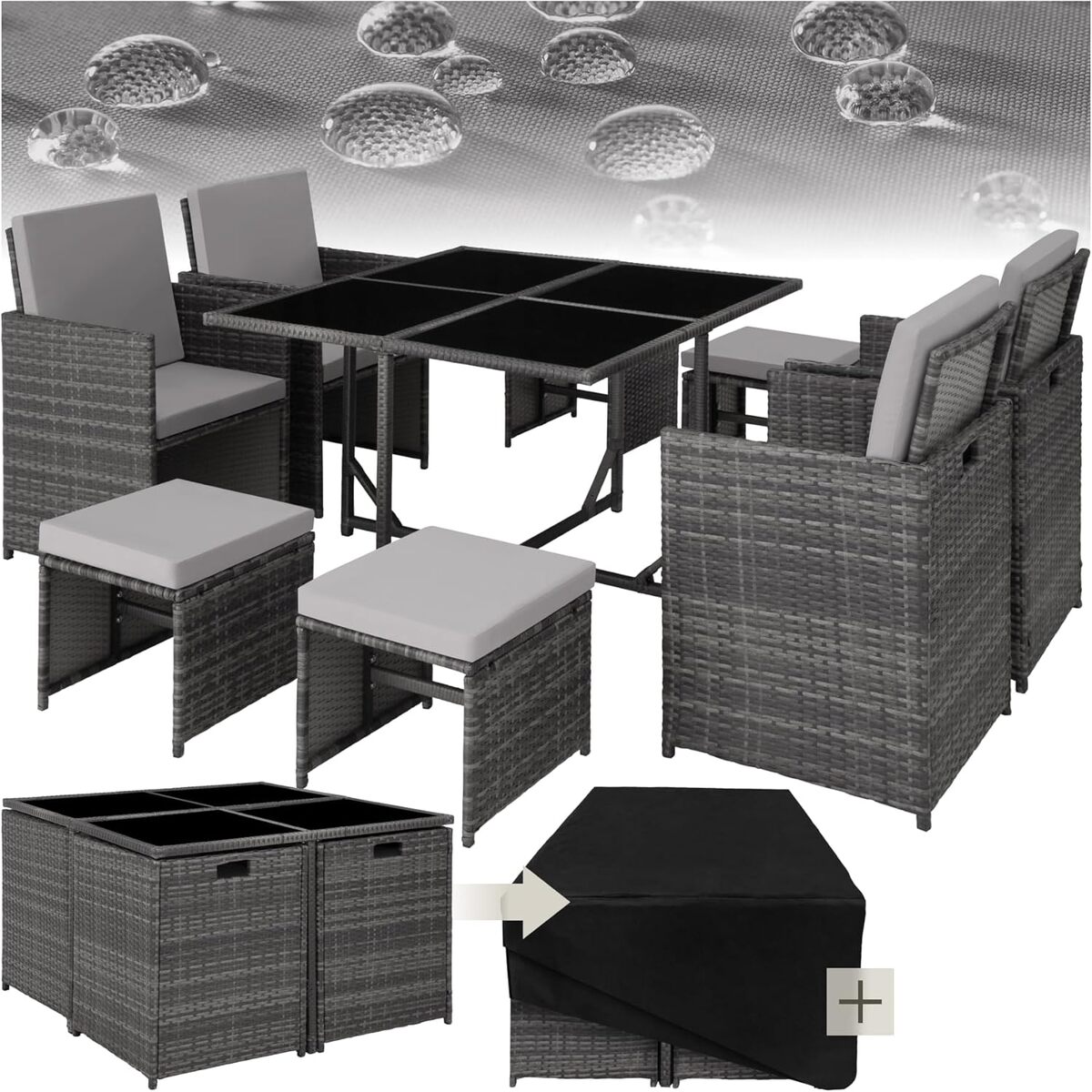 Test : salon de jardin TecTake en poly rotin - confort et style gris