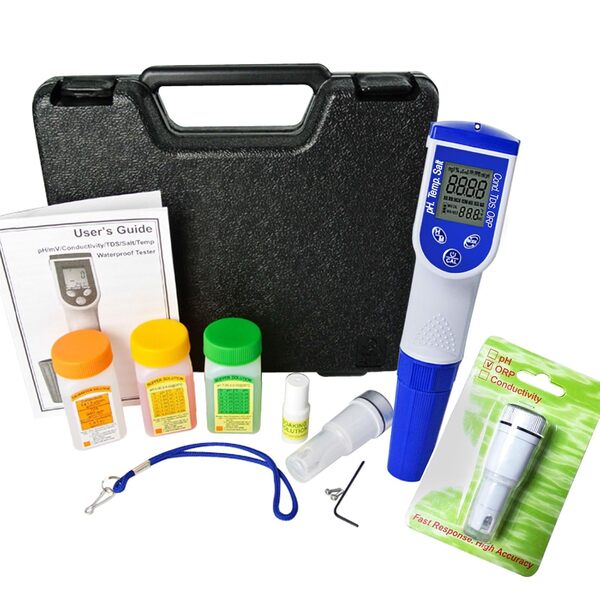 GAIN EXPRESS 6-en-1 Étanche PH/ORP/TDS/EC (conductivité) / Salinité/Temp Mètre Poche Format Multi-paramètres Testeur De Qualité De l'eau Kit Remplaçable Sonde ORP