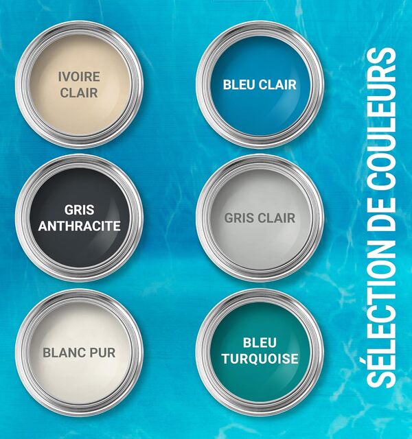 WO-WE Peinture pour piscine et bassin SL400 Imperméable et étanche RAL 5012 simil. à Bleu clair - 10L