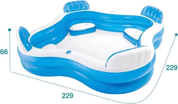Pataugeoire pour enfants - Piscine gonflable pour adultes et enfants avec sièges - Grande chaise longue amusante (229 x 229 x 66 cm)