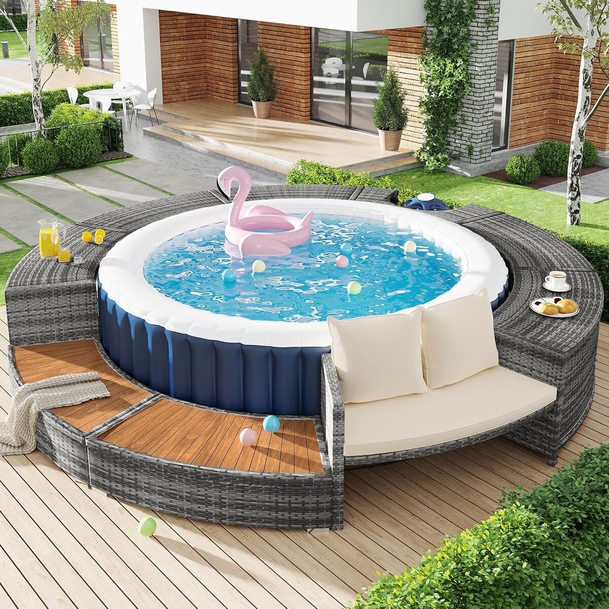 Test de la bordure de piscine Merax Whirlpool avec rangements et sièges