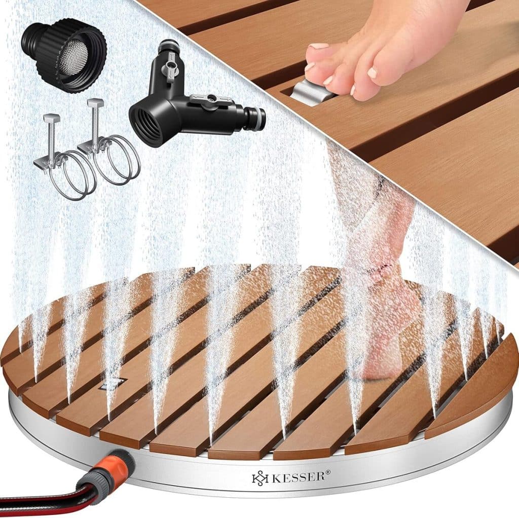 Test de la douche de jardin Kesser avec commande à pédale