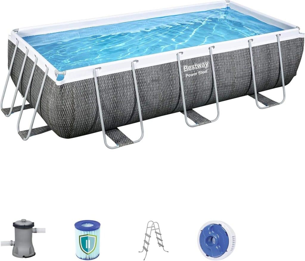 Test de la piscine hors sol Bestway 56721 Power Steel : performance et style rotin gris