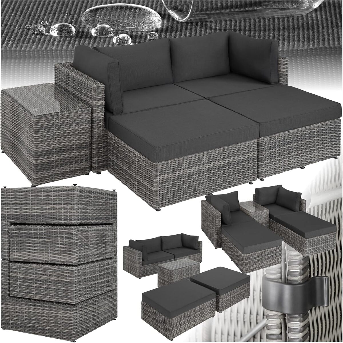 Test : ensemble salon de jardin TecTake modulable en poly rotin et aluminium