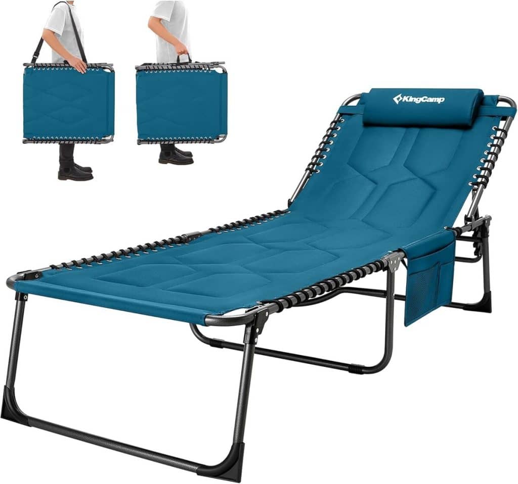 Test KingCamp : chaise longue XL 5 positions confortables