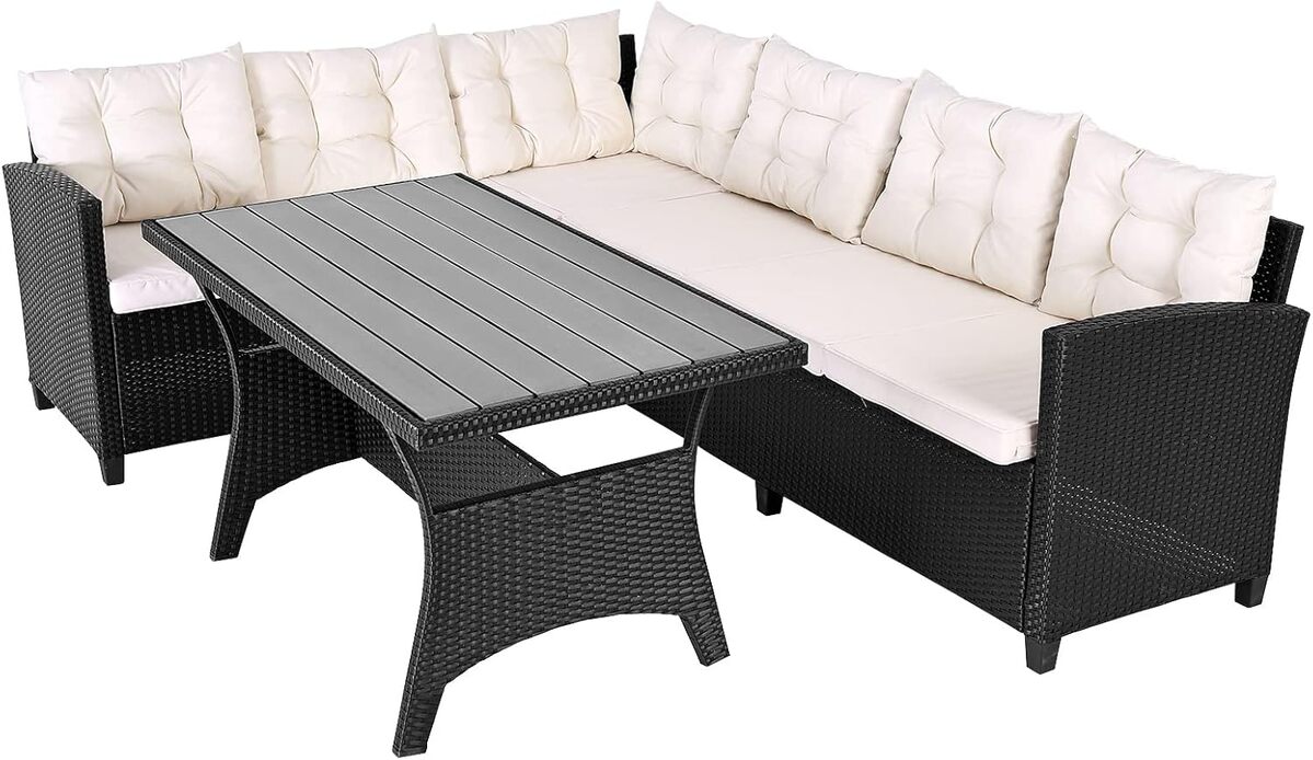 Test : salon de jardin Casaria en polyrotin Noir pour 6 personnes