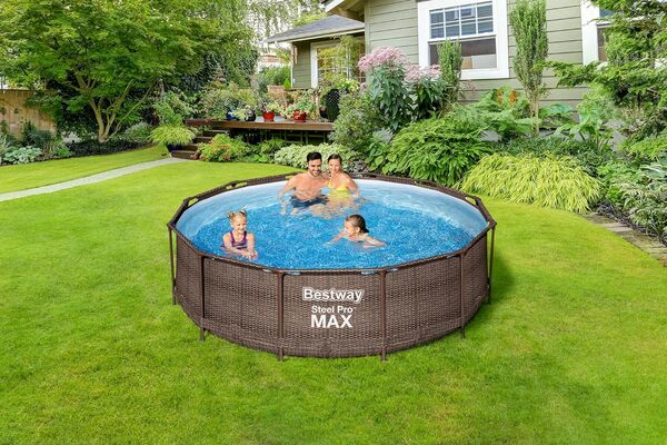 Bestway Steel Pro Kit Piscine Hors Sol - 366 cm x 366 cm x 100 cm - Marron