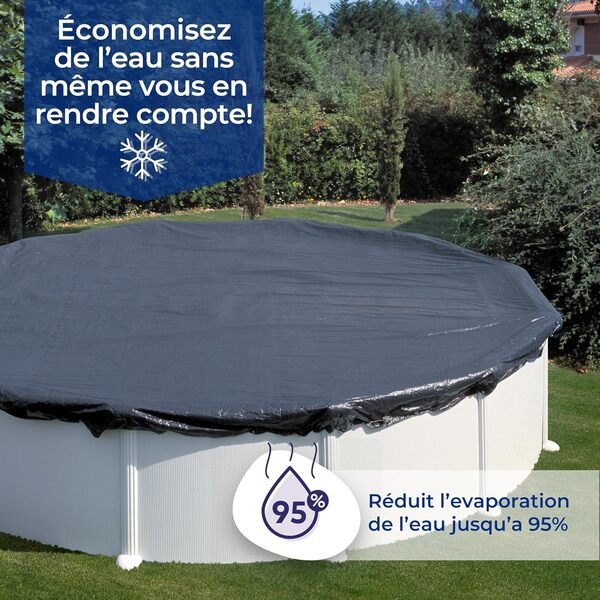 GRE CIPROV821 - Bâche d'hiver pour piscines ovales de 800x470cm, épaisseur 120 g/m². Couleur Noire
