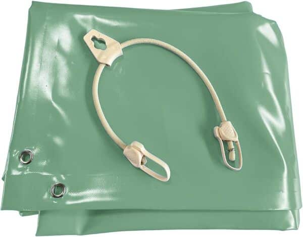 Bâche hivernage Piscine 4,3 x 2,3 m - Dimensions bâche : 5 x 3 m - Toile PVC 580 g/m² Vert Amande - Couverture Hiver