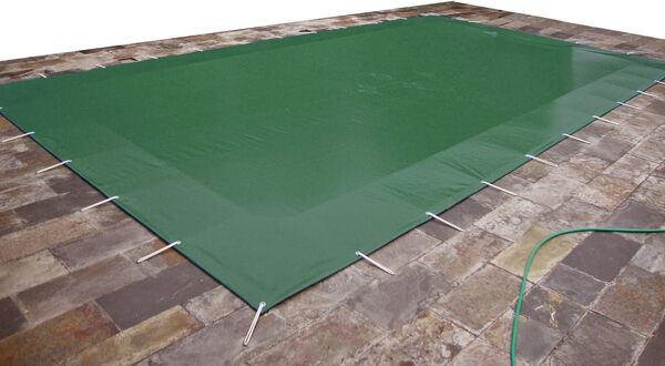 Couverture d'hiver opaque pour piscines de 7 x 3 m Bâche de protection d'hivernage en PVC de 650 g/m² 7,60x3,60metros