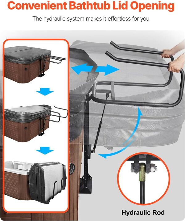 VEVOR Housse de protection pour spa hydraulique, hauteur réglable de 84,9 à 104,9 cm et largeur de 134,1 à 235 cm, montée sous un côté, compatible avec différentes tailles de jacuzzi et spas