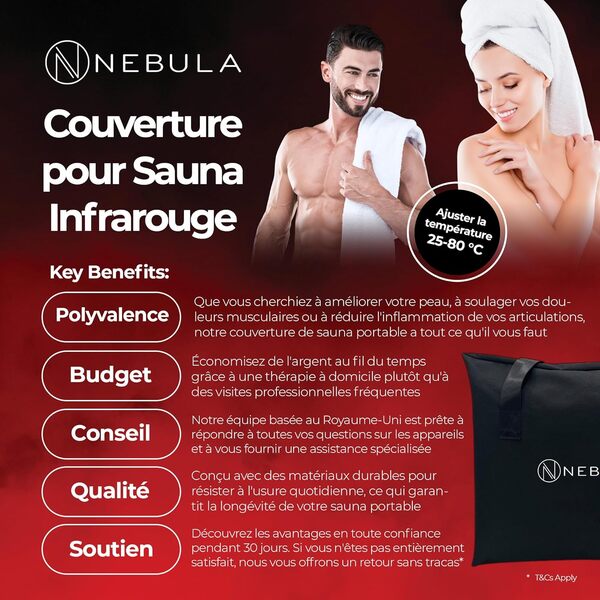 Nebula Couverture De Sauna Infrarouge 500W | Spa A Domicile Portable Et Imperméable Pour Une Récupération Rapide, La Détente, La Détox | Inclut Une Télécommande Manuelle Et Un Sac De Rangement