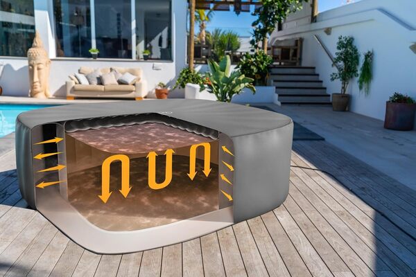 Couverture thermique pour spas carrés 2,01m x 2,01m x 80cm, compatible avec pompes intégrées et pompes externes, EnergySense™, waterproof, Gris foncé