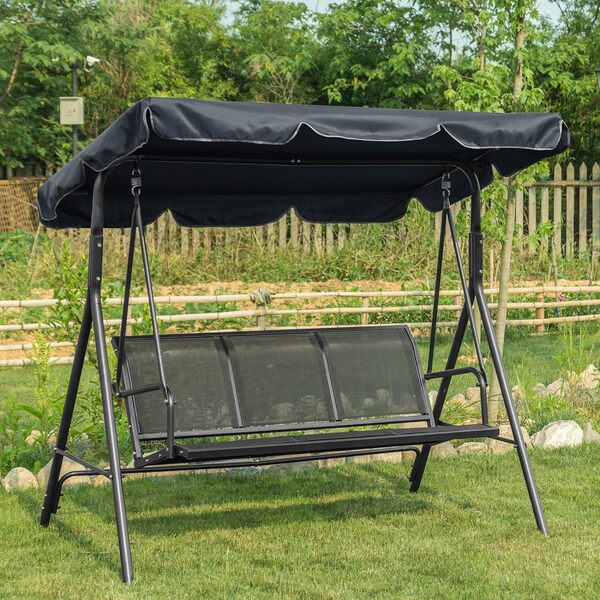 M MCombo Balançoire hollywoodienne 8007EY, balançoire de Jardin, 3 Places (Gris)