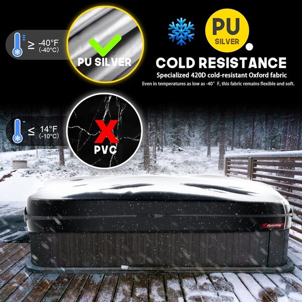 Rosefray Housse de spa carrée imperméable 420D résistante au vent, 241,3 x 241,3 cm, rouge/noir