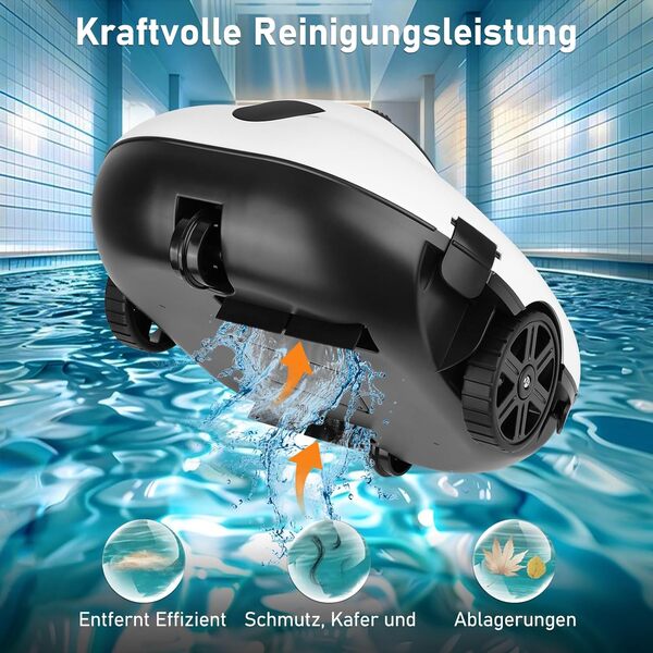 COOLWEST Robot de piscine à batterie, temps de nettoyage de 130 minutes, robot de piscine sans fil, nettoyeur automatique de piscine avec fonction de stationnement automatique, robot aspirateur de