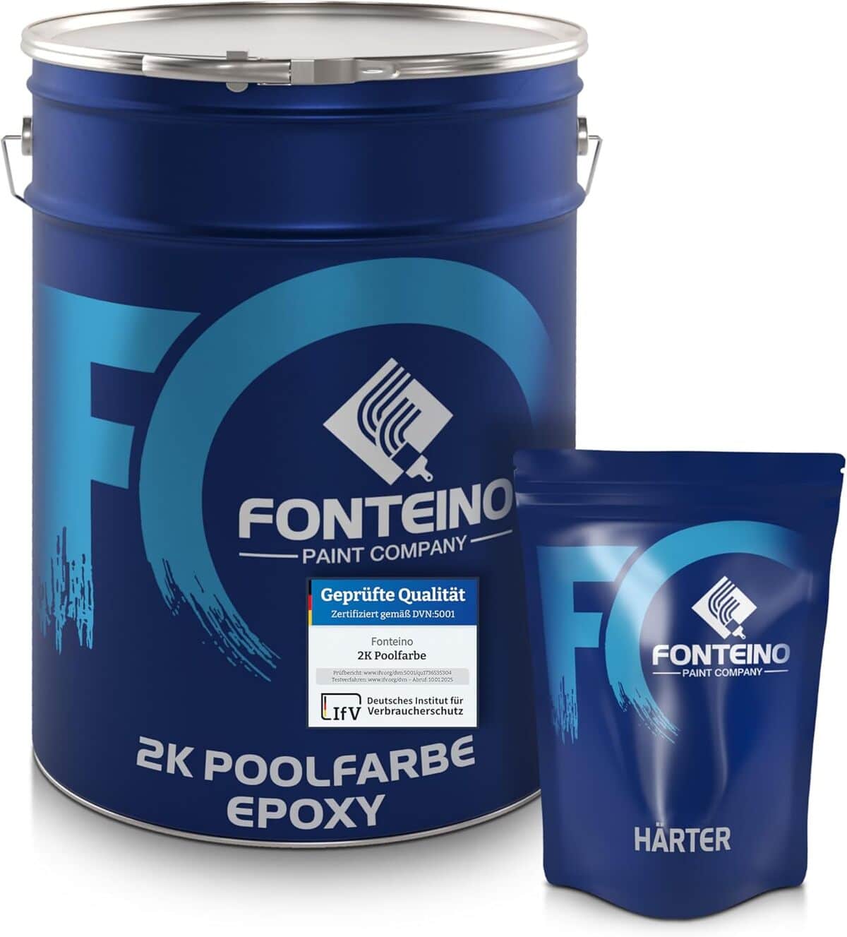Test de la peinture époxy Fonteino pour piscine en béton : protection étanche en gris platine