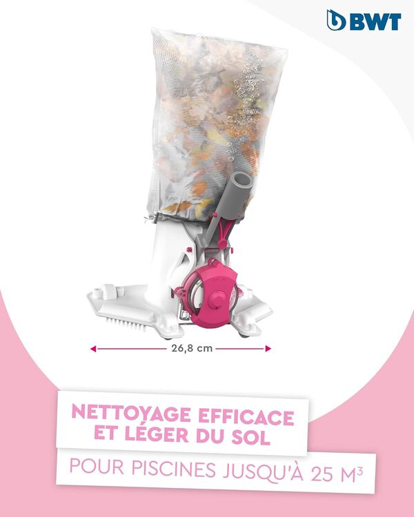 BWT aspirateur Piscine BC40 avec Perche télescopique | Nettoyage Efficace des piscines Hors Sol et des piscines jusqu'à 25 m³ | Fonctionnement sans Fil pour Une liberté de Mouvement maximale