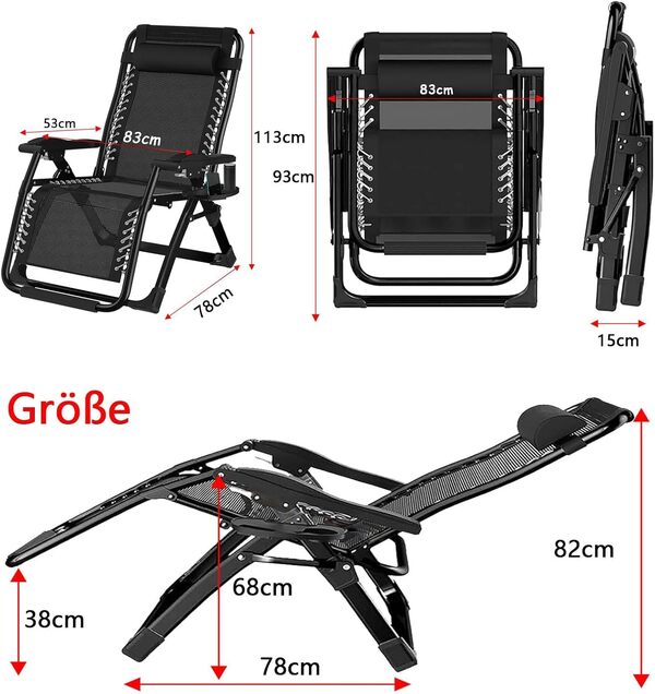 Chaise Longue Jardin - Exterieur Transat De Plage Fauteuil - Chaises Bains de Soleil Relax DéTente Air avec Repose - Fauteuil Relax Zero Gravity - Poids de -Charge 200 kg