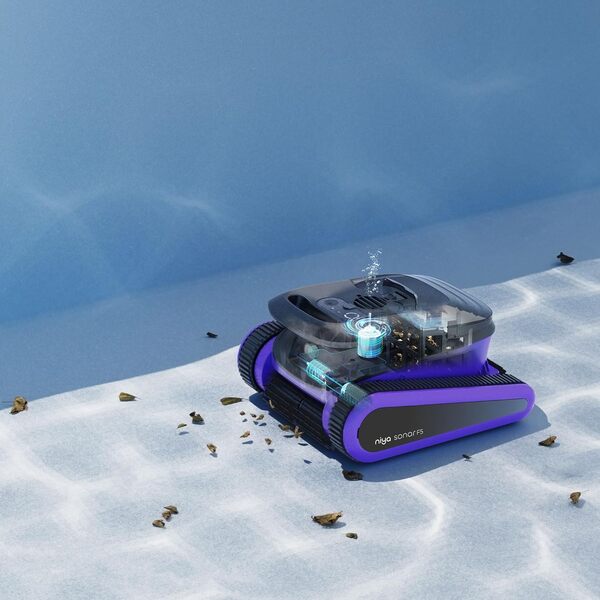 Niya Sonar F5 Robot Aspirateur sans Fil par les créateurs de Dolphin, Modes de Nettoyage Personnalisables Via l'App, idéal Piscines jusqu'à 12 mètres, Couverture complète, Navigation Sonar