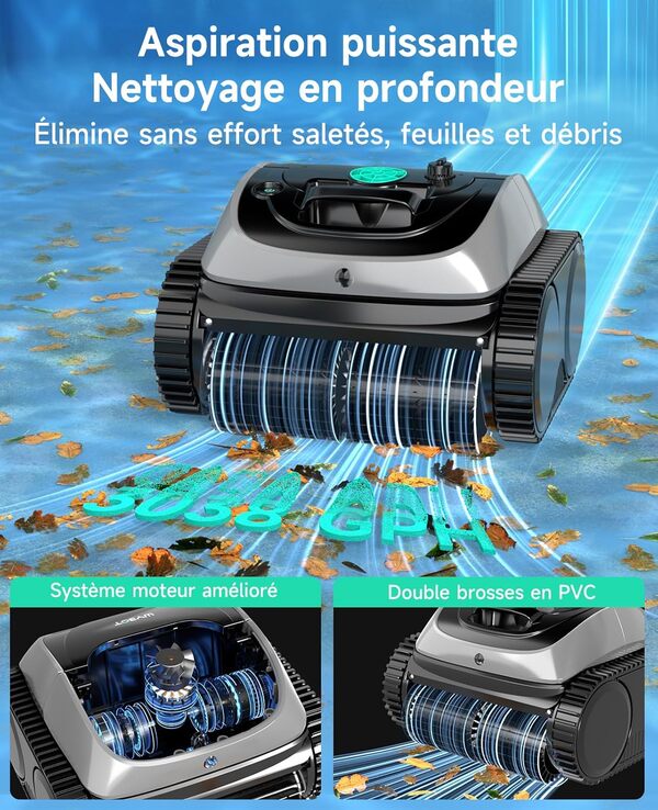 WYBOT C1 Robot Piscine Fond et Parois 150 Min Aspirateur Piscine avec Planification Intelligente des itinéraires, Nettoyage entièrement Automatique du Sol, des Lignes d'eau et des Murs, jusqu'à 150m²
